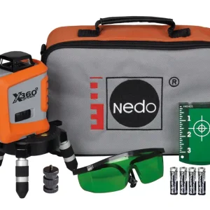 Heißes Angebot Nedo X-liner 360 2 green Kreuzlinienlaser grün grau / orange