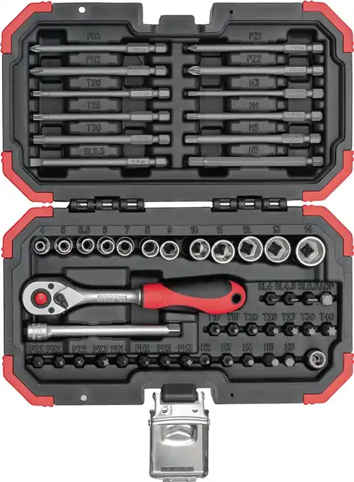 Bit-/Steckschlüsselsortiment R33003051 51-tlg.1/4 Zoll SW 4-14mm Z.72 GEDORE RED Ausverkauf