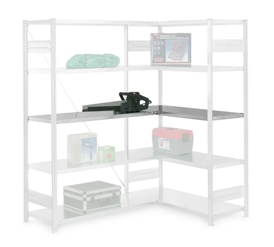Online Kaufen hofe Zusatz-Fachebene zum Eckregal (=2 Fachböden mit Montagematerial) - RAL7035 Lichtgrau - 1300x400mm