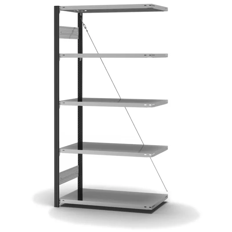 hofe Anbau-Fachbodenregal für Einseitige Nutzung - Stecksystem ORION PLUS - Fachlast 140 kg - H2000 B1000 T500 mm - Profile RAL7016 anthrazitgrau - Böden verzinkt Nur Für Kurze Zeit
