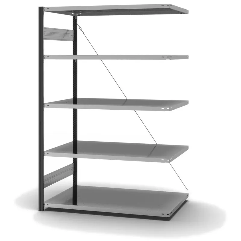 Schneller Versand hofe Anbau-Fachbodenregal für Einseitige Nutzung - Stecksystem ORION PLUS - Fachlast 190 kg - H2000 B1300 T800 mm - Profile RAL7016 anthrazitgrau - Böden verzinkt