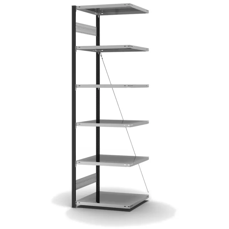 hofe Anbau-Fachbodenregal für Einseitige Nutzung - Stecksystem ORION PLUS - Fachlast 140 kg - H2500 B750 T600 mm - Profile RAL7016 anthrazitgrau - Böden verzinkt Sale