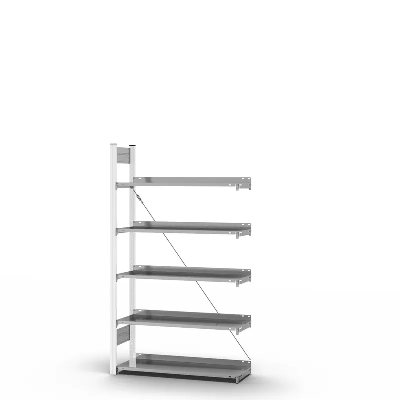 hofe Akten-Anbauregal für Einseitige Nutzung - Stecksystem ORION PLUS - 1000x300mm 1750mm Profil verkehrsweiß RAL9016 + Boden verzinkt Nur Heute