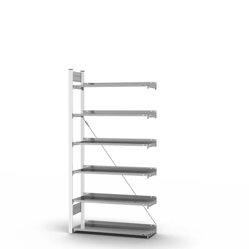 hofe Akten-Anbauregal für Einseitige Nutzung - Stecksystem ORION PLUS - 1000x300mm 2000mm Profil verkehrsweiß RAL9016 + Boden verzinkt Neu