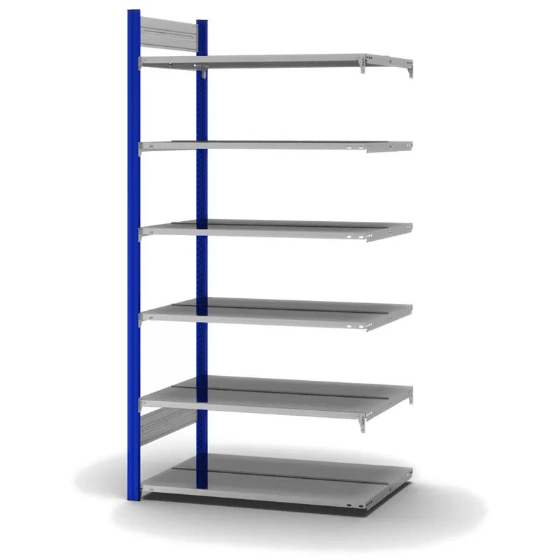 Zertifiziert hofe Akten-Anbauregal für Zweiseitige Nutzung - Stecksystem ORION PLUS - 1000x600mm 2000mm Profil enzianblau RAL5010 + Boden verzinkt