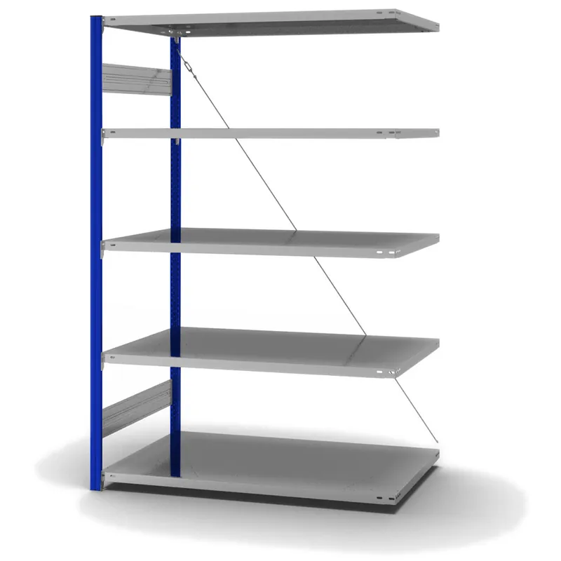 hofe Anbau-Fachbodenregal für Einseitige Nutzung - Stecksystem ORION PLUS - Fachlast 190 kg - H2000 B1300 T800 mm - Profile RAL5010 enzianblau - Böden verzinkt Solange Der Vorrat Reicht
