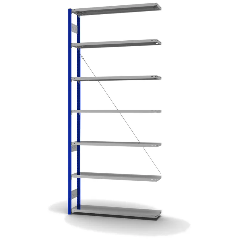 hofe Anbau-Fachbodenregal für Einseitige Nutzung - Stecksystem ORION PLUS - Fachlast 175 kg - H3000 B1300 T300 mm - Profile RAL5010 enzianblau - Böden verzinkt Solange Der Vorrat Reicht