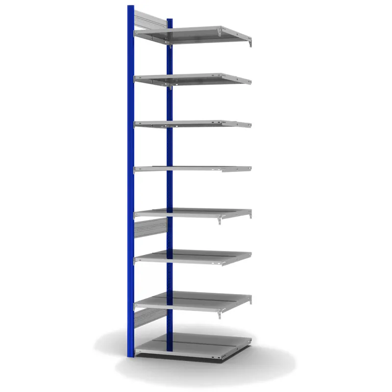 hofe Akten-Anbauregal für Zweiseitige Nutzung - Stecksystem ORION PLUS - 750x600mm 2700mm Profil enzianblau RAL5010 + Boden verzinkt Sichere Zahlung