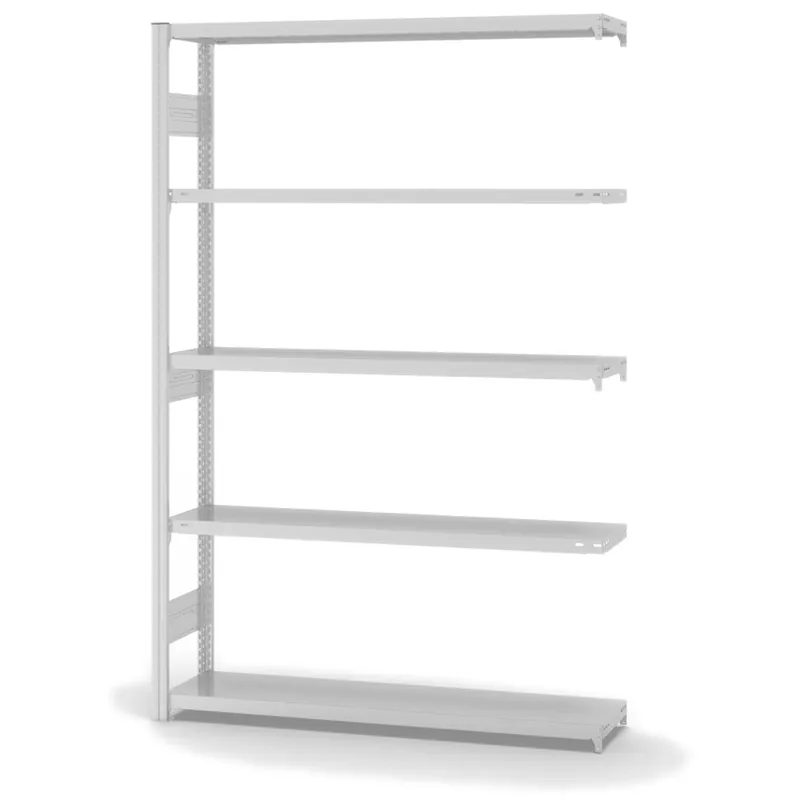 hofe Anbau-Fachbodenregal für Beidseitige Nutzung - Stecksystem ORION PLUS - Fachlast 300 kg - H2000 B1300 T300 mm - RAL7035 Lichtgrau Solange Der Vorrat Reicht