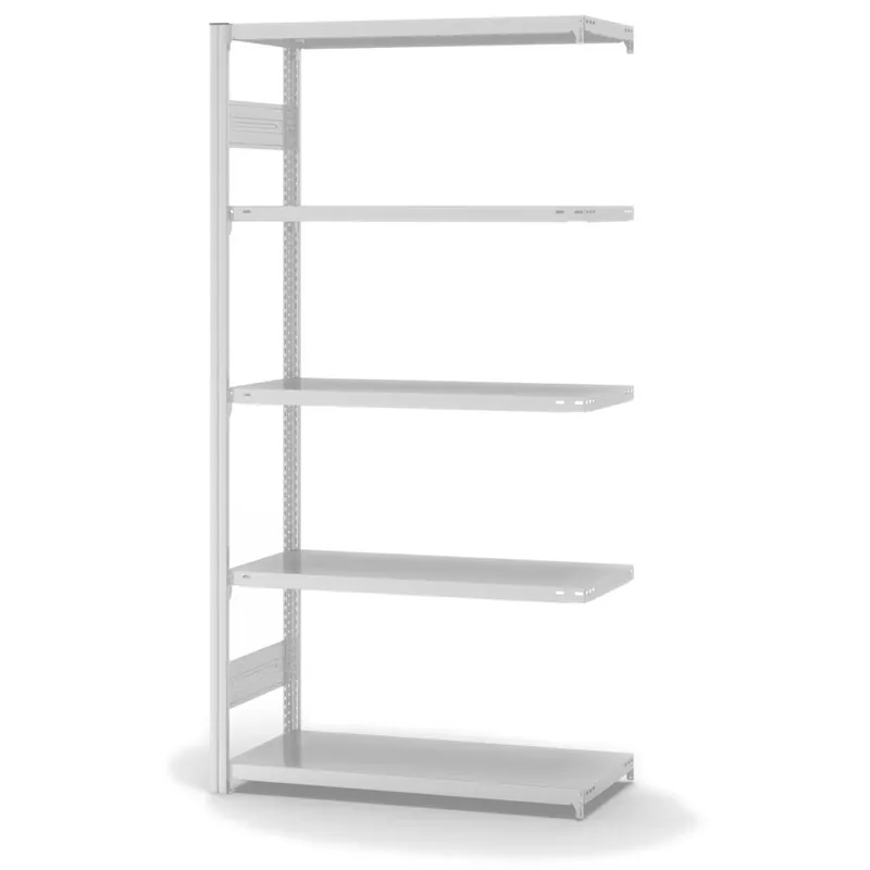 Highlight hofe Anbau-Fachbodenregal für Beidseitige Nutzung - Stecksystem ORION PLUS - Fachlast 145 kg - H2000 B1000 T400 mm - RAL7035 Lichtgrau
