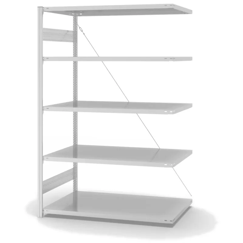 Direkt Vom Hersteller hofe Anbau-Fachbodenregal für Einseitige Nutzung - Stecksystem ORION PLUS - Fachlast 190 kg - H2000 B1300 T800 mm - RAL7035 Lichtgrau