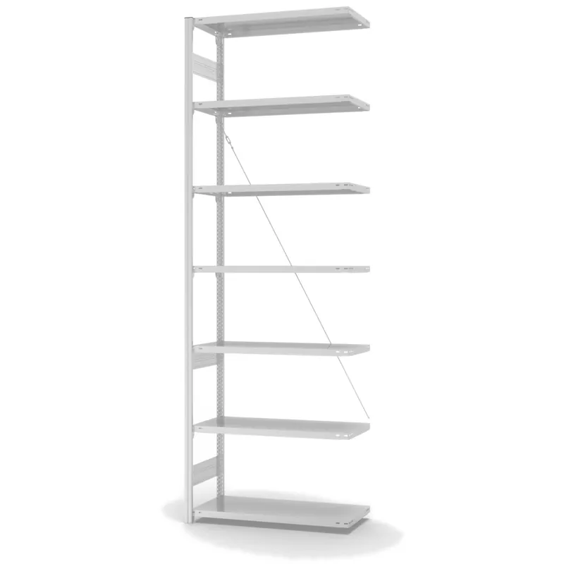 Nur Heute hofe Anbau-Fachbodenregal für Einseitige Nutzung - Stecksystem ORION PLUS - Fachlast 225 kg - H3000 B1000 T400 mm - RAL7035 Lichtgrau