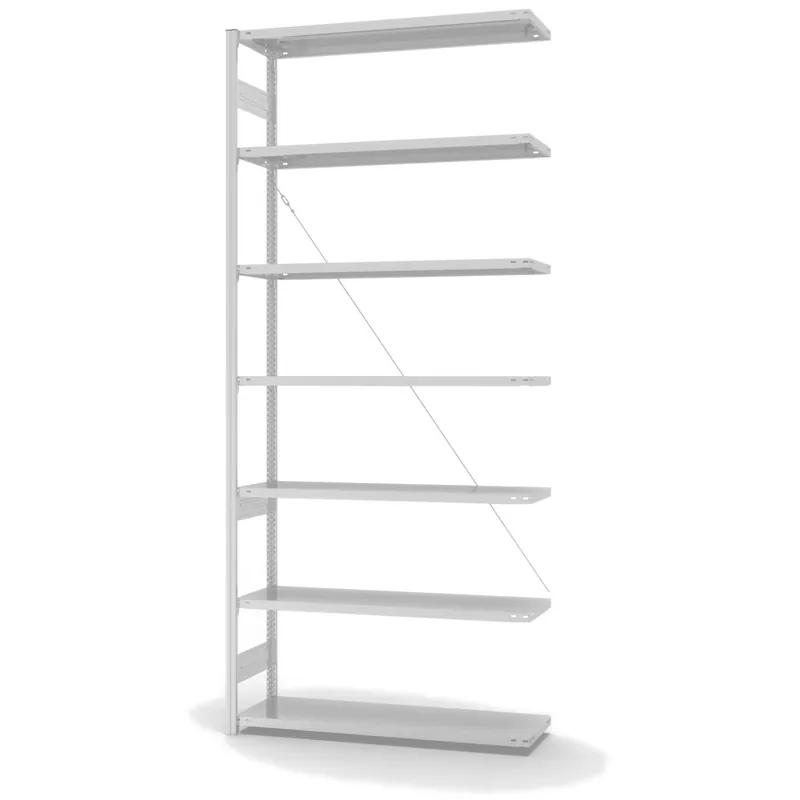 hofe Anbau-Fachbodenregal für Einseitige Nutzung - Stecksystem ORION PLUS - Fachlast 180 kg - H3000 B1300 T400 mm - RAL7035 Lichtgrau Saisonangebot