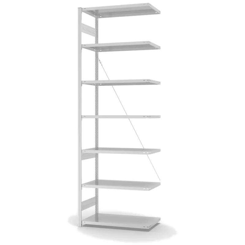Jetzt Kaufen hofe Anbau-Fachbodenregal für Einseitige Nutzung - Stecksystem ORION PLUS - Fachlast 140 kg - H3000 B1000 T500 mm - RAL7035 Lichtgrau