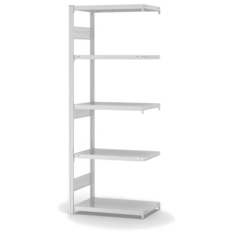 Neu Im Sortiment hofe Anbau-Fachbodenregal für Beidseitige Nutzung - Stecksystem ORION PLUS - Fachlast 300 kg - H2000 B750 T400 mm - RAL7035 Lichtgrau