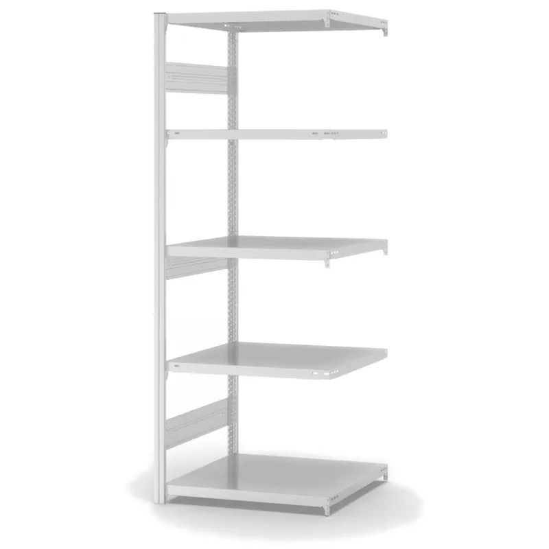 Jetzt Kaufen hofe Anbau-Fachbodenregal für Beidseitige Nutzung - Stecksystem ORION PLUS - Fachlast 300 kg - H2000 B750 T600 mm - RAL7035 Lichtgrau