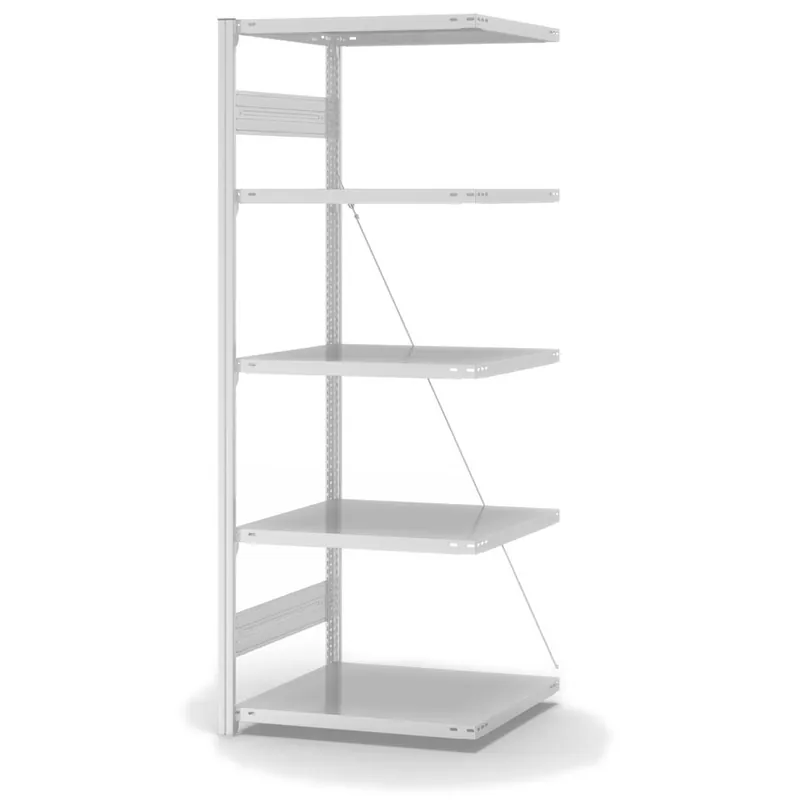 Rabatt hofe Anbau-Fachbodenregal für Einseitige Nutzung - Stecksystem ORION PLUS - Fachlast 240 kg - H2000 B750 T600 mm - RAL7035 Lichtgrau