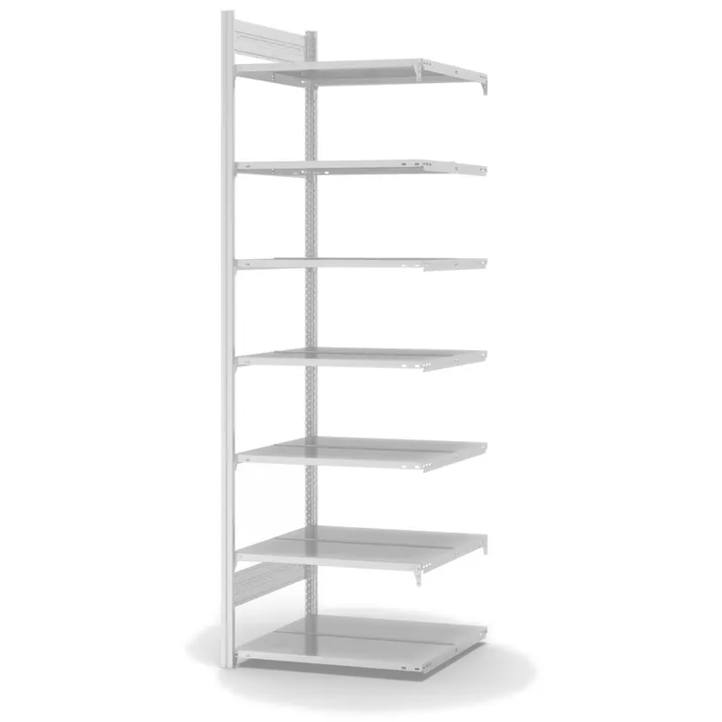 Preisknaller hofe Akten-Anbauregal für Zweiseitige Nutzung - Stecksystem ORION PLUS - 750x600mm 2350mm Profil+Boden lichtgrau RAL7035
