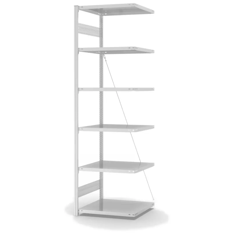 Aktuell hofe Anbau-Fachbodenregal für Einseitige Nutzung - Stecksystem ORION PLUS - Fachlast 140 kg - H2500 B750 T600 mm - RAL7035 Lichtgrau