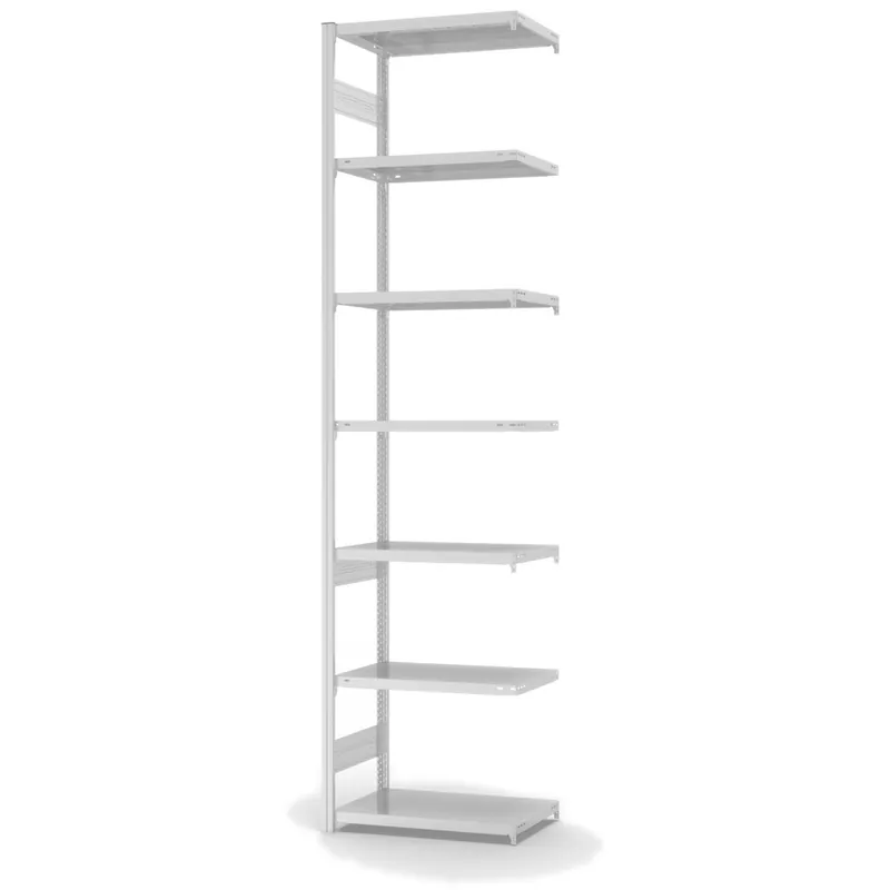 Schnäppchen hofe Anbau-Fachbodenregal für Beidseitige Nutzung - Stecksystem ORION PLUS - Fachlast 225 kg - H3000 B750 T400 mm - RAL7035 Lichtgrau