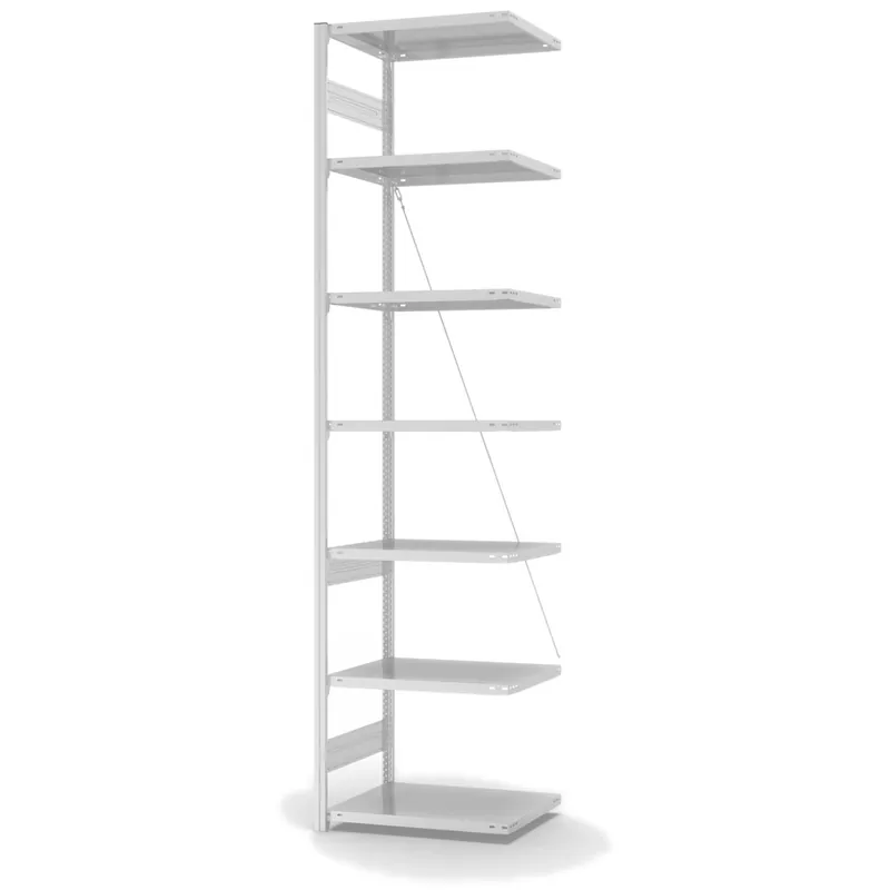 hofe Anbau-Fachbodenregal für Einseitige Nutzung - Stecksystem ORION PLUS - Fachlast 230 kg - H3000 B750 T500 mm - RAL7035 Lichtgrau Direktkauf