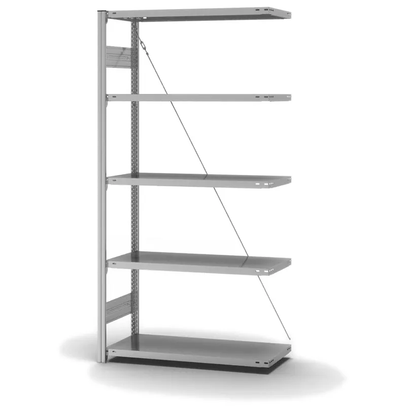 hofe Anbau-Fachbodenregal für Einseitige Nutzung - Stecksystem ORION PLUS - Fachlast 145 kg - H2000 B1000 T400 mm - Verzinkt Finale Aktion