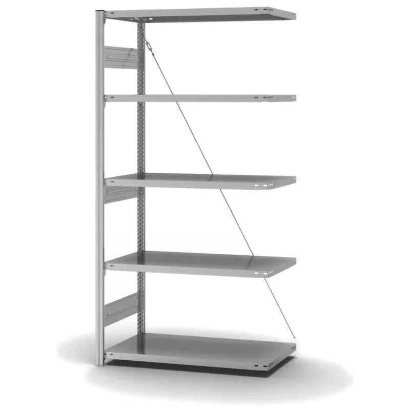 Neu Im Sortiment hofe Anbau-Fachbodenregal für Einseitige Nutzung - Stecksystem ORION PLUS - Fachlast 330 kg - H2000 B1000 T500 mm - Verzinkt