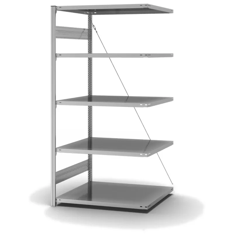 hofe Anbau-Fachbodenregal für Einseitige Nutzung - Stecksystem ORION PLUS - Fachlast 130 kg - H2000 B1000 T800 mm - Verzinkt Ausverkauf