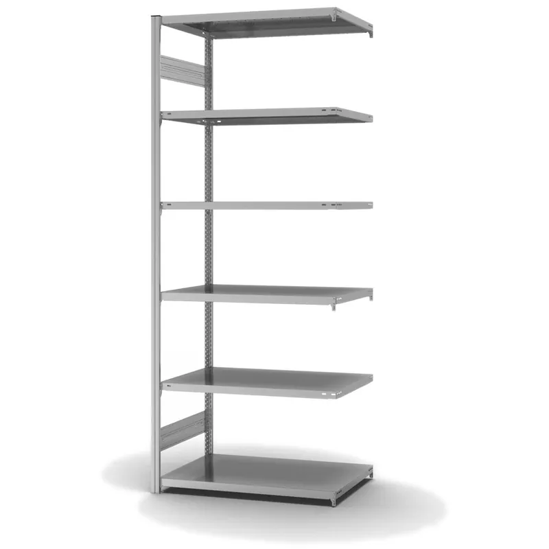 Knallerangebot hofe Anbau-Fachbodenregal für Beidseitige Nutzung - Stecksystem ORION PLUS - Fachlast 140 kg - H2500 B1000 T600 mm - Verzinkt