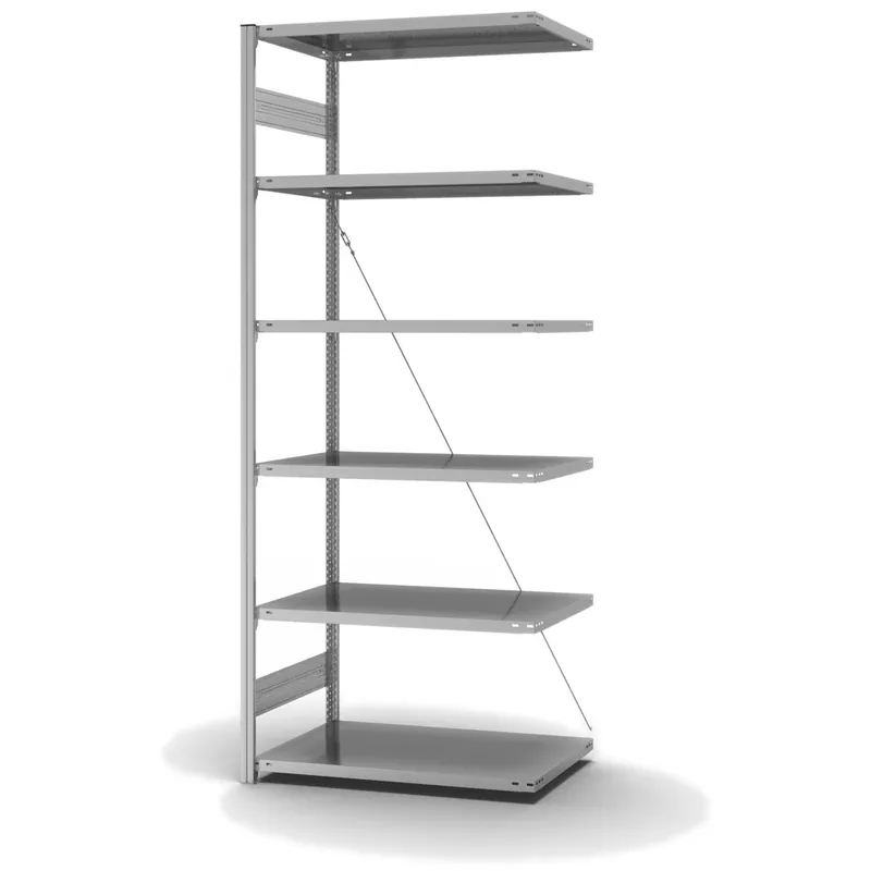 hofe Anbau-Fachbodenregal für Einseitige Nutzung - Stecksystem ORION PLUS - Fachlast 140 kg - H2500 B1000 T600 mm - Verzinkt Abverkauf
