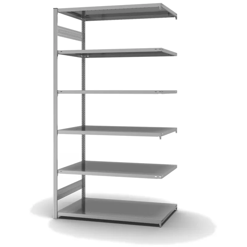 Direkt Vom Hersteller hofe Anbau-Fachbodenregal für Beidseitige Nutzung - Stecksystem ORION PLUS - Fachlast 190 kg - H2500 B1300 T800 mm - Verzinkt