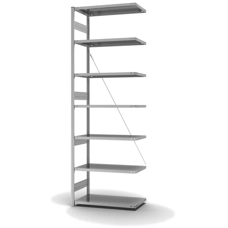 Letzte Chance hofe Anbau-Fachbodenregal für Einseitige Nutzung - Stecksystem ORION PLUS - Fachlast 330 kg - H3000 B1000 T500 mm - Verzinkt