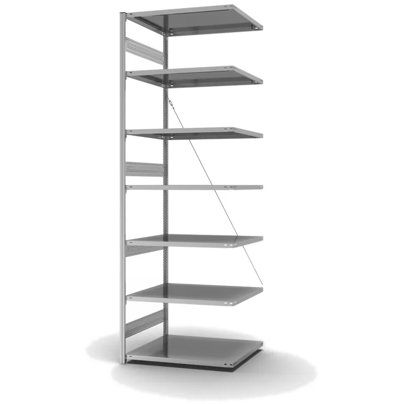 hofe Anbau-Fachbodenregal für Einseitige Nutzung - Stecksystem ORION PLUS - Fachlast 330 kg - H3000 B1000 T800 mm - Verzinkt Ausverkauf