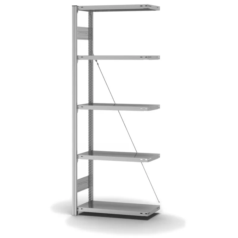 hofe Anbau-Fachbodenregal für Einseitige Nutzung - Stecksystem ORION PLUS - Fachlast 150 kg - H2000 B750 T300 mm - Verzinkt Begrenztes Angebot