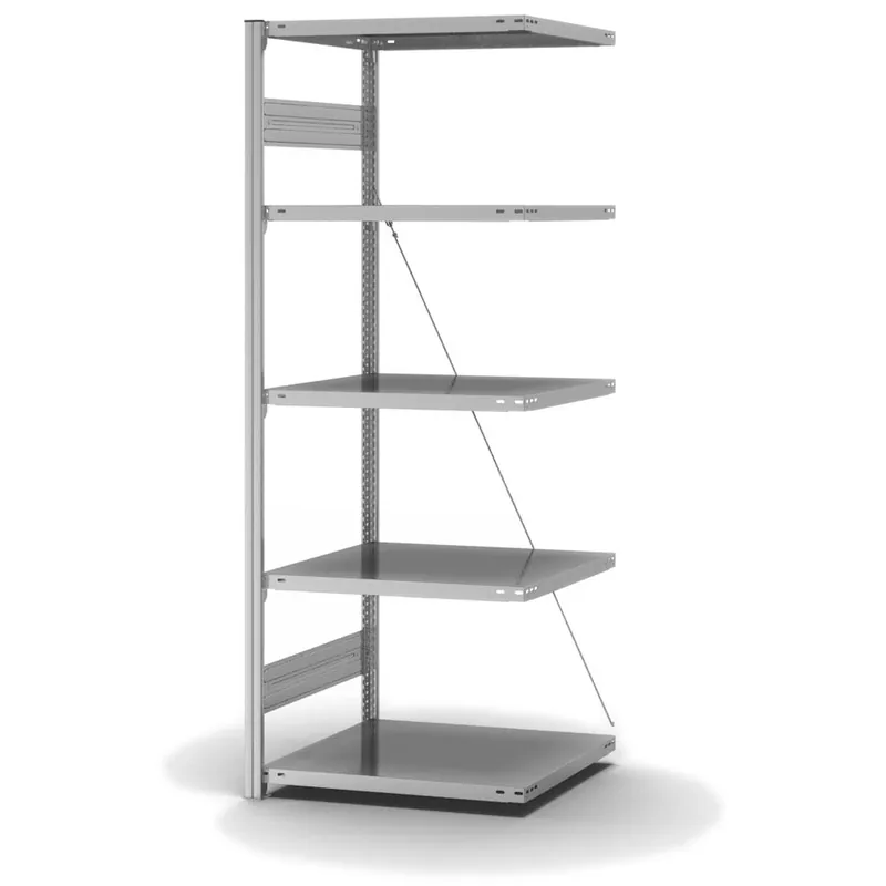 hofe Anbau-Fachbodenregal für Einseitige Nutzung - Stecksystem ORION PLUS - Fachlast 140 kg - H2000 B750 T600 mm - Verzinkt Versand Am Gleichen Tag