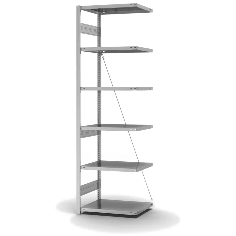 hofe Anbau-Fachbodenregal für Einseitige Nutzung - Stecksystem ORION PLUS - Fachlast 230 kg - H2500 B750 T500 mm - Verzinkt Highlight