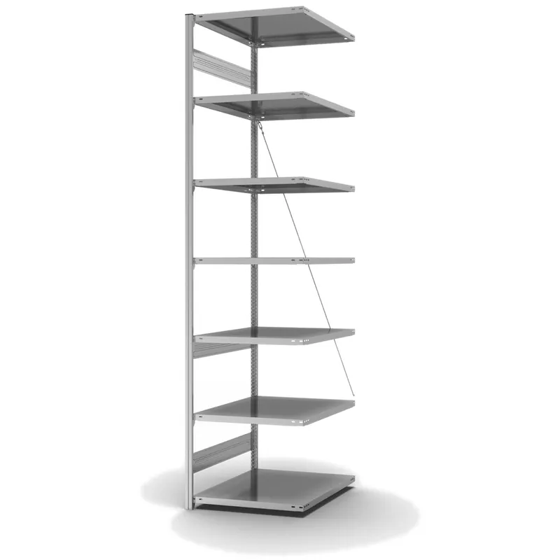 hofe Anbau-Fachbodenregal für Einseitige Nutzung - Stecksystem ORION PLUS - Fachlast 130 kg - H3000 B750 T800 mm - Verzinkt Top-Seller