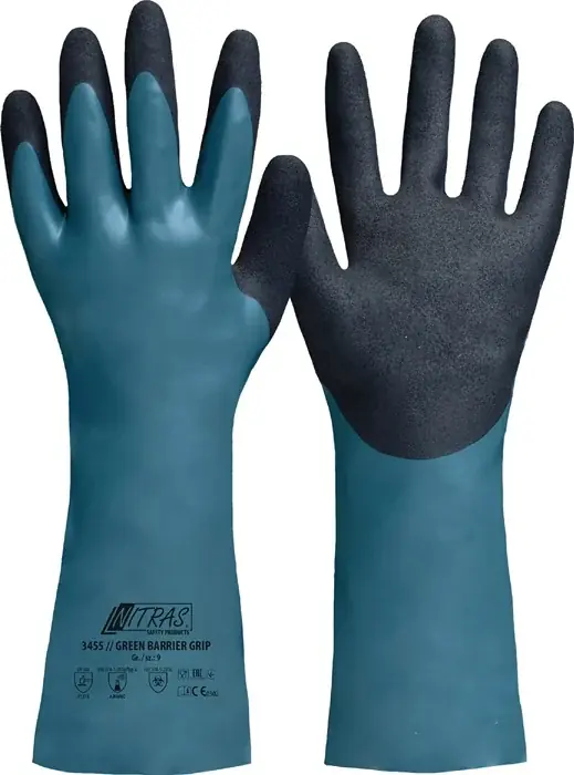 Chemiehandschuhe Green Barrier Grip Gr.10 grün/schwarz EN 388,EN 374 VE: 12 Paare Top-Seller