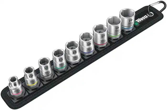 Rabatt Steckschlüsseleinsatzset Belt B 4 10-tlg.SW 19 / 8mm Antr.10mm (3/8) Zoll WERA