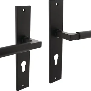 Langschildschildgarnitur Baustil Zamak F71 schwarz PZ 72mm DIN L/R INTERSTEEL Preisknaller