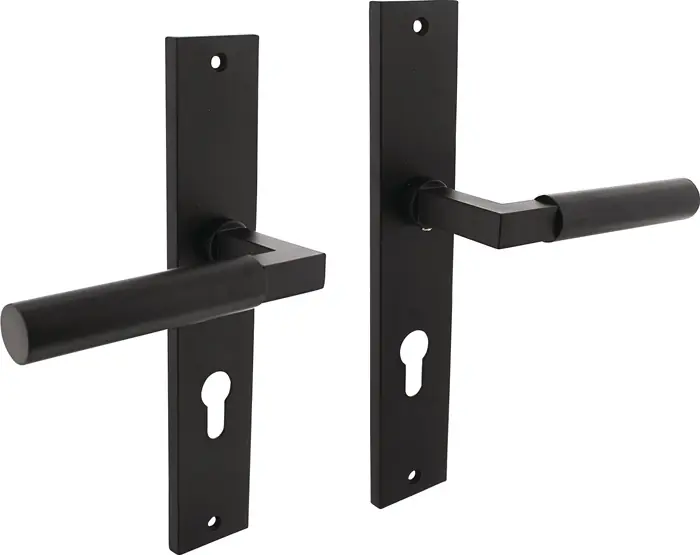 Langschildschildgarnitur Baustil Zamak F71 schwarz PZ 72mm DIN L/R INTERSTEEL Preisknaller