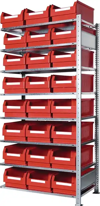 Steckregal H2000xB1000xT500mm Anbauregal 8 Stahl-Bd.24xGr.2 rot KAPPES Markenware