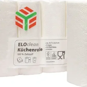 Bestpreis Küchenrolle ELOclean Plus L.ca.11 mxB.ca.220mm hochweiß 3-lagig 4 Rl./PAK ELOS