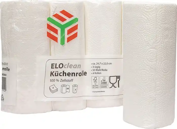 Bestpreis Küchenrolle ELOclean Plus L.ca.11 mxB.ca.220mm hochweiß 3-lagig 4 Rl./PAK ELOS