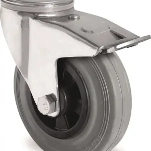 Begrenztes Angebot Lenkrolle m.Festst.D.125mm Trgf.100kg m.Rückenloch Rollenlager VG grau TECWERK