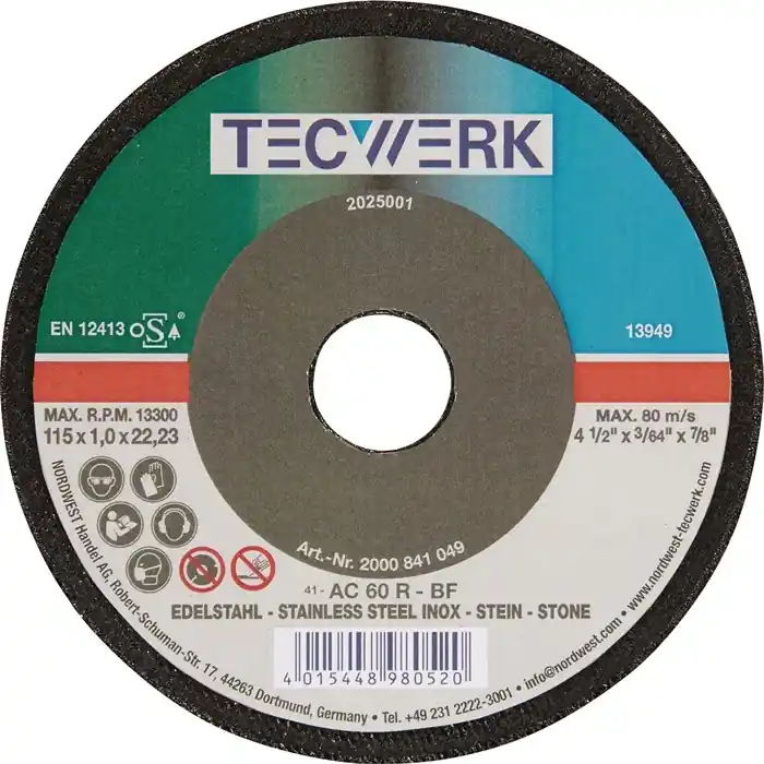 Trennscheibe D125x1mm ger.STA/STE Bohr.22,23mm TECWERK VE: 25 Stück Letzte Chance