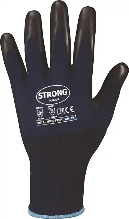 Handschuhe GRIDSTER Gr.10 dunkelblau/schwarz EN 388,EN 407 PSA II STRONGHAND VE: 12 Paare Top-Seller