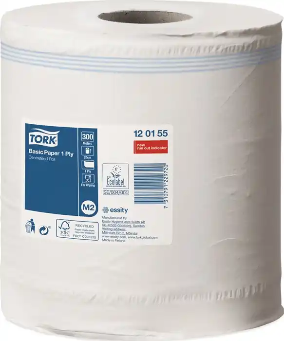 Handtuchrolle TORK 120155 1-lagig,unperforiert weiß L300ca.mxB200ca.mm 6x1 Rl. Geprüft