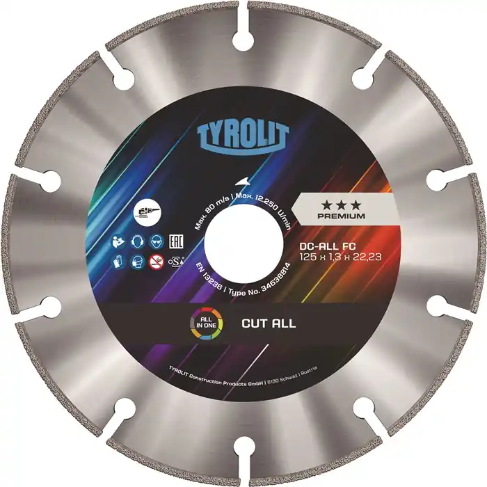 Expressversand Diamanttrennscheibe DC ALL FASTCUT D.125mm Bohr.22,23mm Seg.-H.10mm Seg.-S.1,8mm