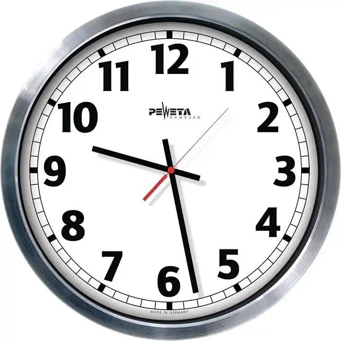 Wanduhr Jumbo Funkuhr Alu.mattsilber D.500mm 1,5V Zahlen Direktkauf